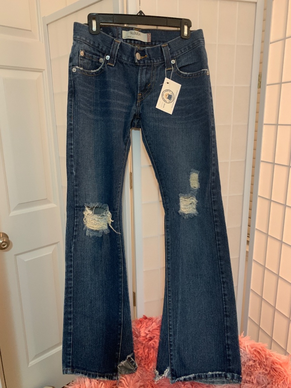 LEVIS 504 Slouch Distressed Jeans Y2K Boot Cut Size 5M
